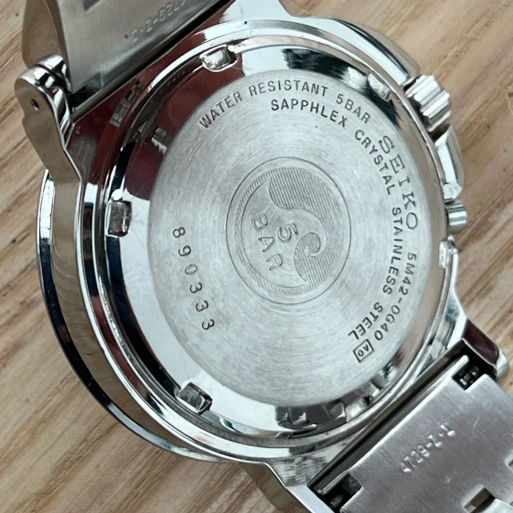 Seiko Kinetic Super Rare Automatic Watch White Dial Stainless Bracelet Dial